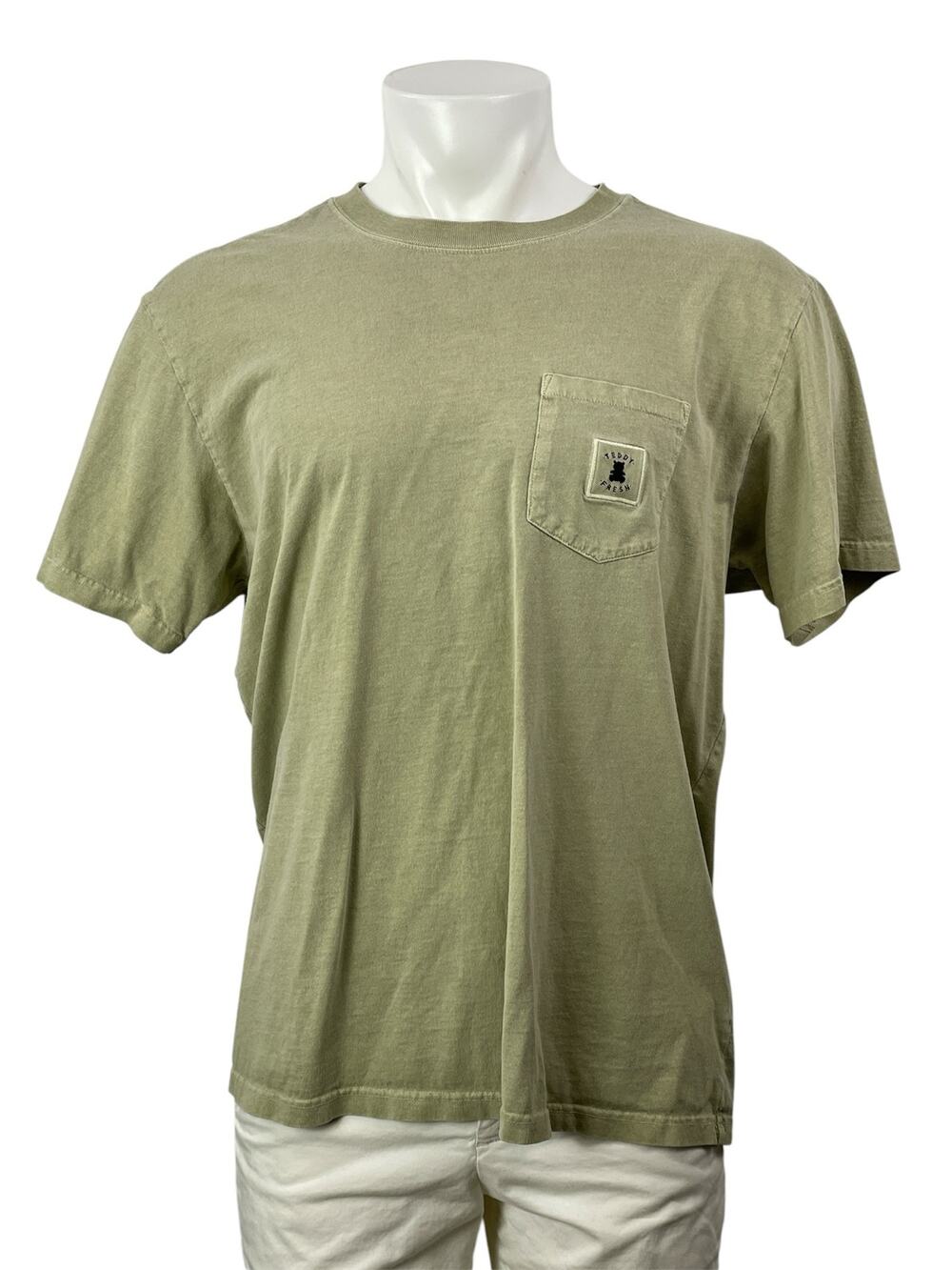Teddy Fresh Men's Green Cotton Short Sleeve Crew Neck Pocket T Shirt Tee Top L